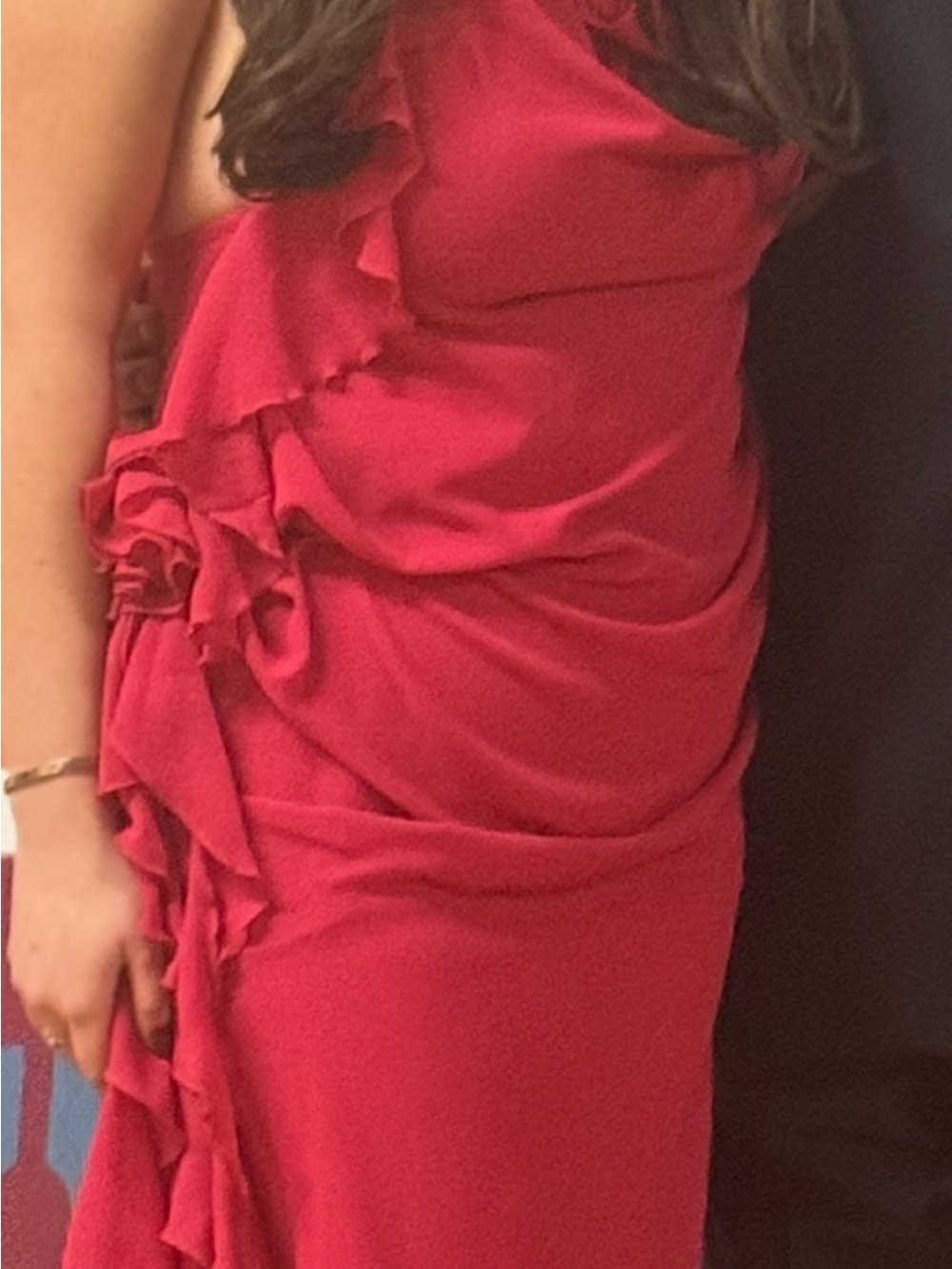 Peppermayo Red Cowl-Neck Ruffle Maxi Dress - Picture 2 of 5